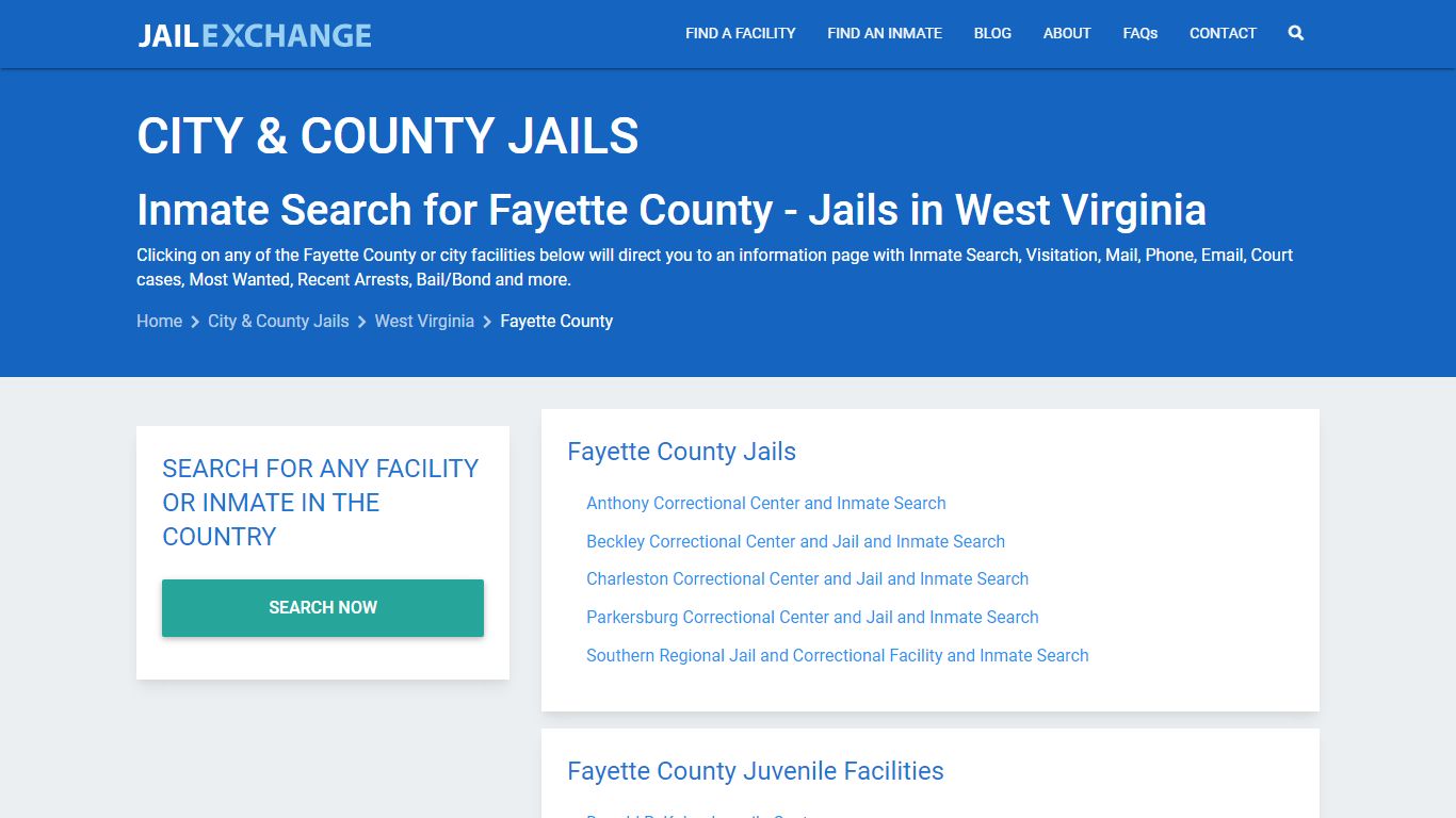 Inmate Search for Fayette County | Jails in West Virginia - Jail Exchange
